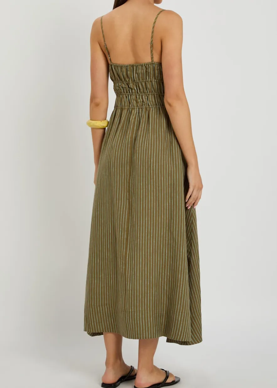 Ayla striped linen midi dress