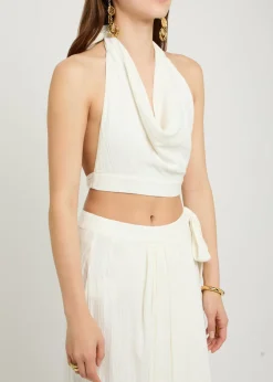 Ayla textured woven crop top