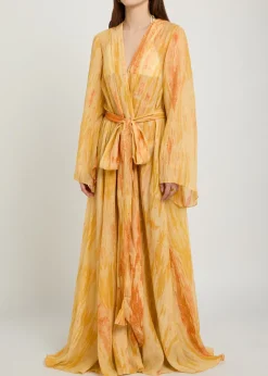 Azura shibori cotton and silk-blend maxi dress