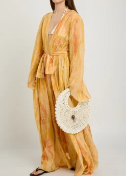 Azura shibori cotton and silk-blend maxi dress