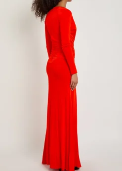 Azure ruched stretch-jersey gown