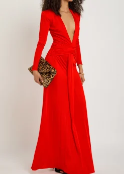 Azure ruched stretch-jersey gown