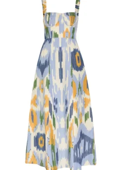 Azzurra printed cotton and linen-blend midi dress