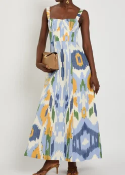 Azzurra printed cotton and linen-blend midi dress