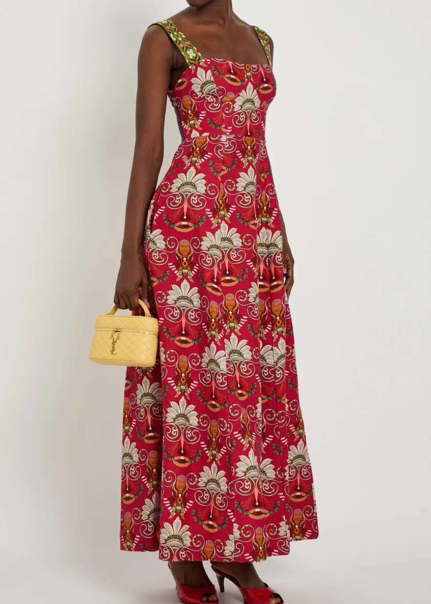 Azzurra printed cotton and linen-blend midi dress