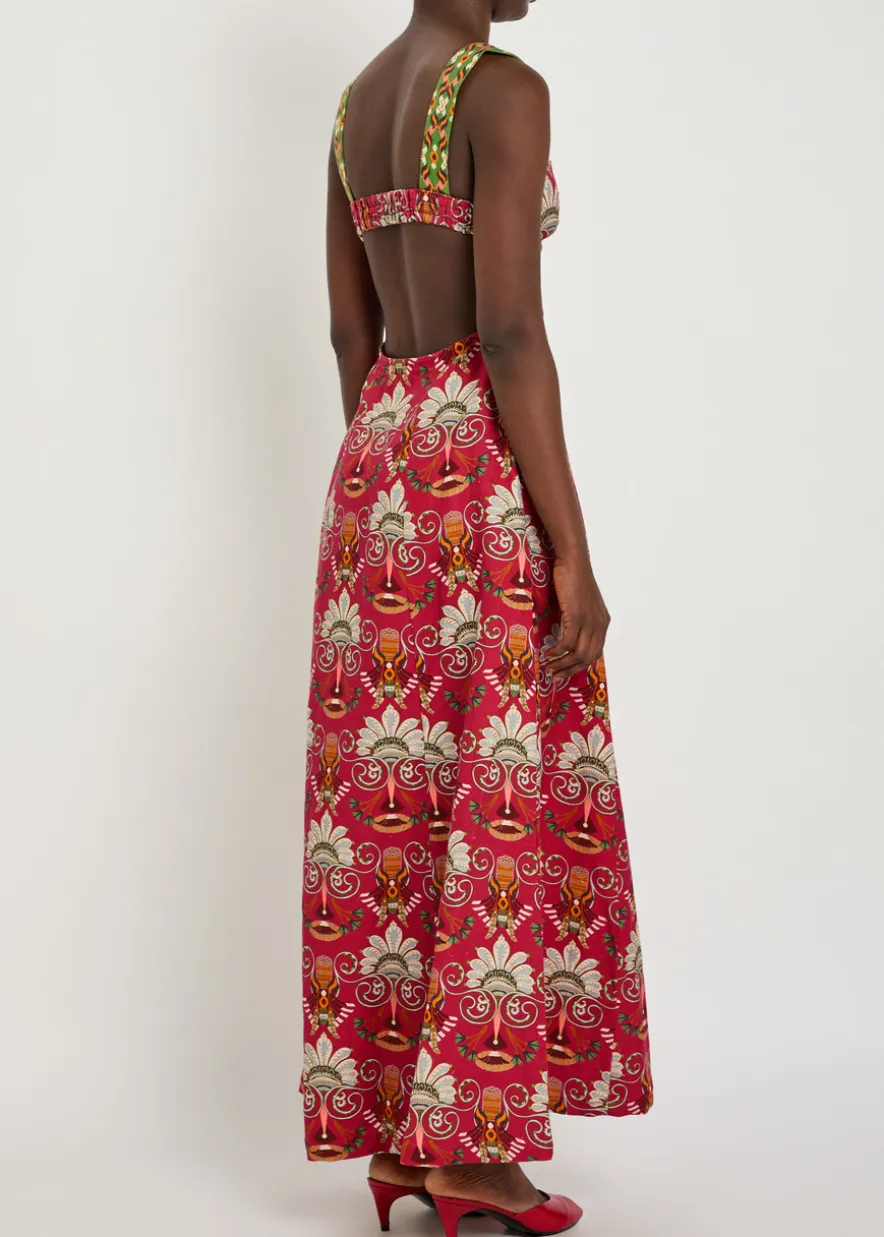 Azzurra printed cotton and linen-blend midi dress