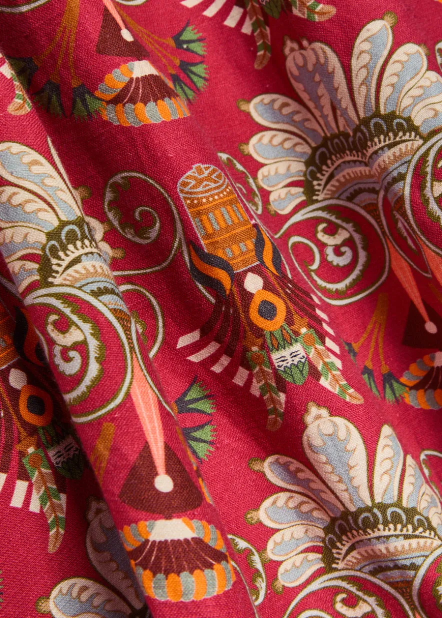Azzurra printed cotton and linen-blend midi dress