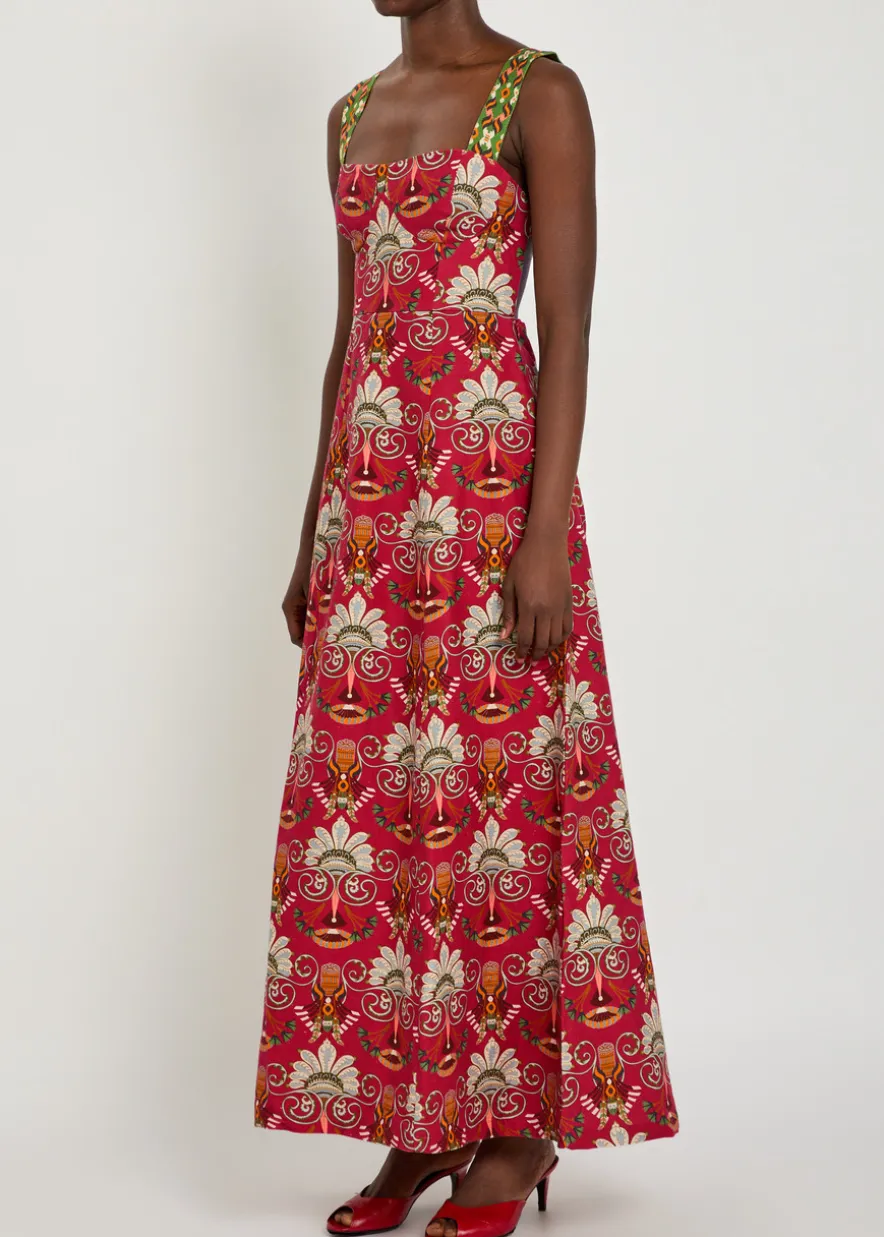 Azzurra printed cotton and linen-blend midi dress