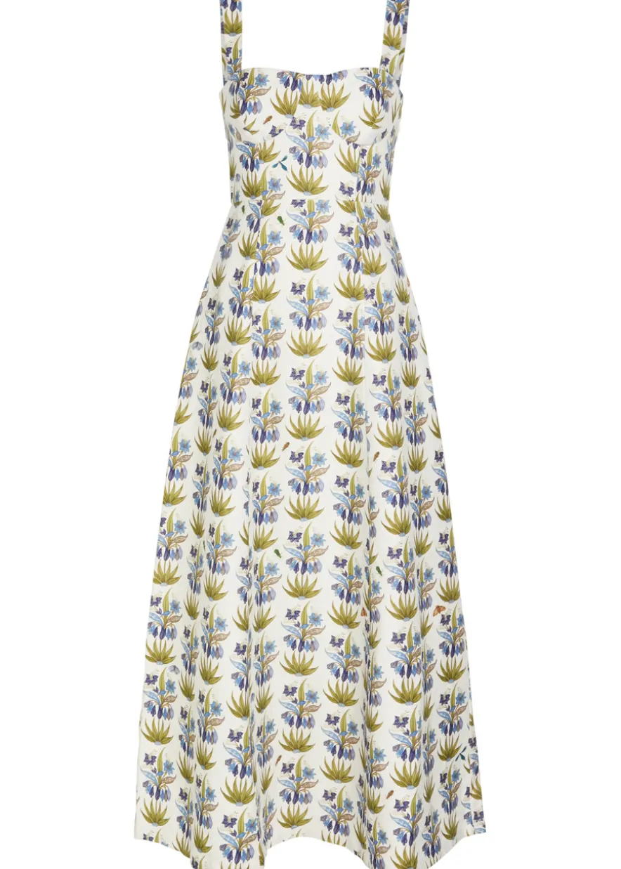 Azzurra printed linen-blend midi dress