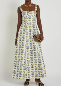 Azzurra printed linen-blend midi dress