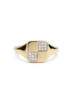 Baby Chevaliere Damier 9kt gold pink ring