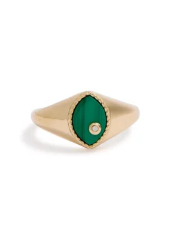 Baby Chevalière Marquise 9kt gold pinky ring