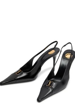 Babylone 90 leather slingback pumps
