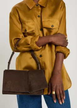 Baggy suede shoulder bag