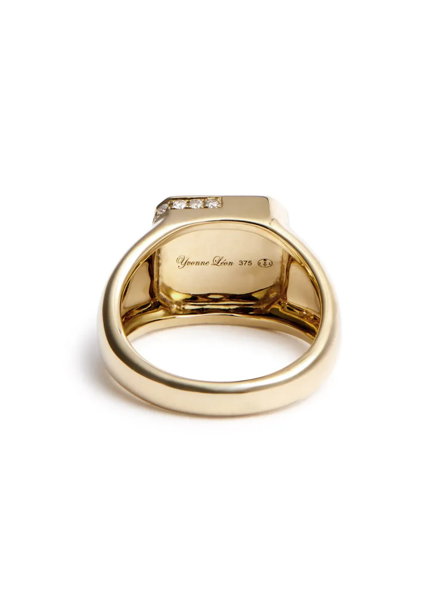 Bague Petit Damier 9kt gold pinky ring