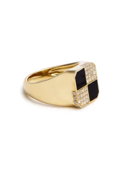 Bague Petit Damier 9kt gold pinky ring