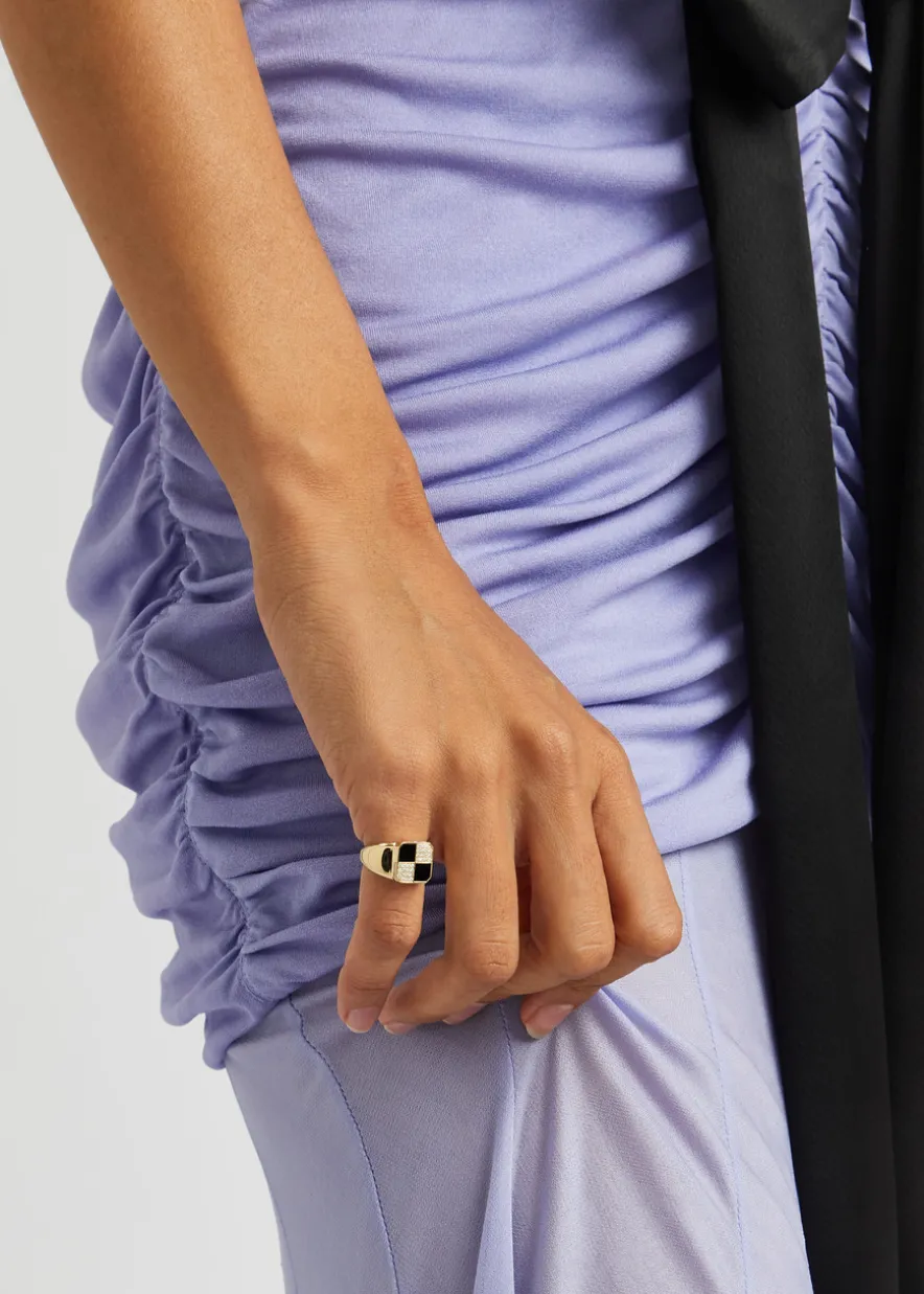 Bague Petit Damier 9kt gold pinky ring