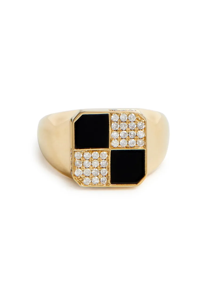 Bague Petit Damier 9kt gold pinky ring