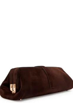 Baguette suede clutch bag