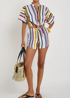 Bahamas striped linen shorts
