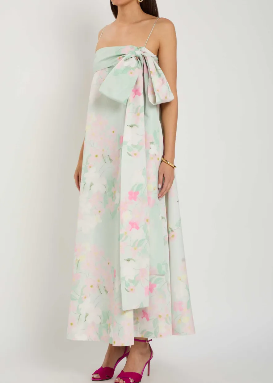 Bailey bow floral-print shell midi dress