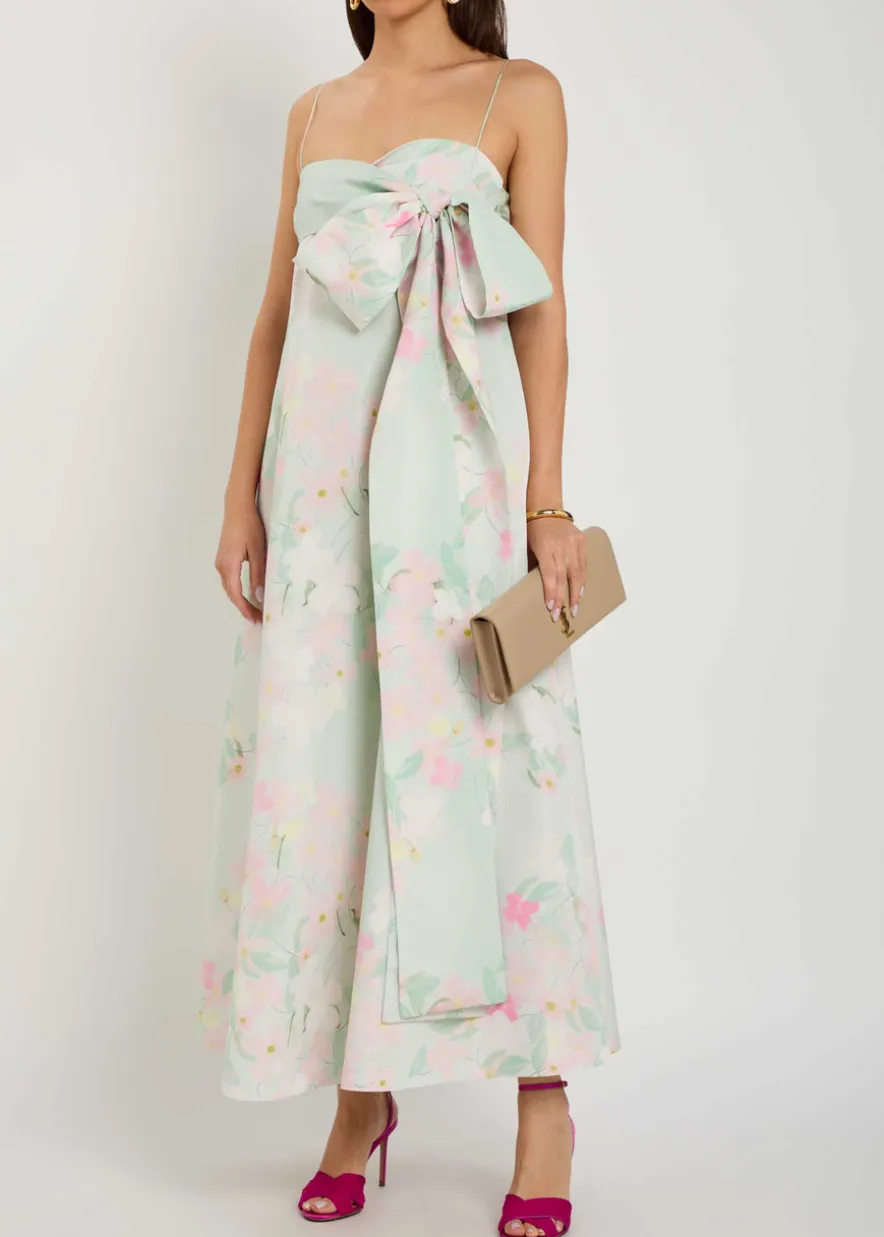 Bailey bow floral-print shell midi dress