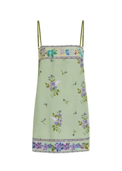 Bali floral-embroidered woven mini dress