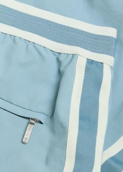 Baller striped poplin swim shorts