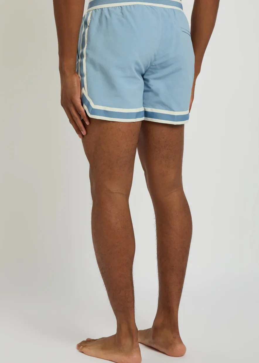 Baller striped poplin swim shorts