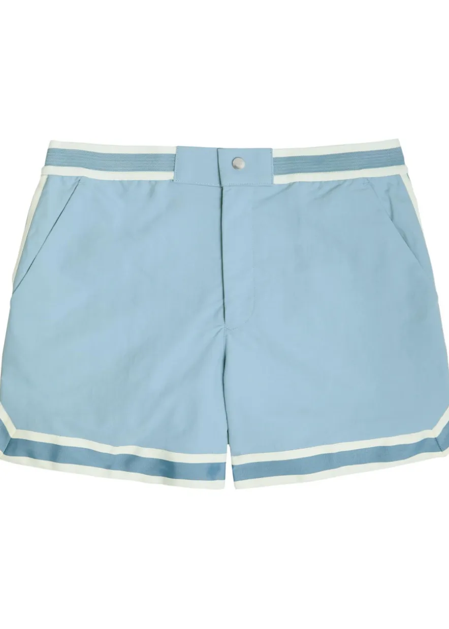 Baller striped poplin swim shorts