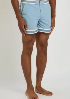 Baller striped poplin swim shorts