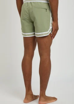 Baller striped poplin swim shorts