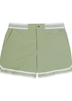 Baller striped poplin swim shorts