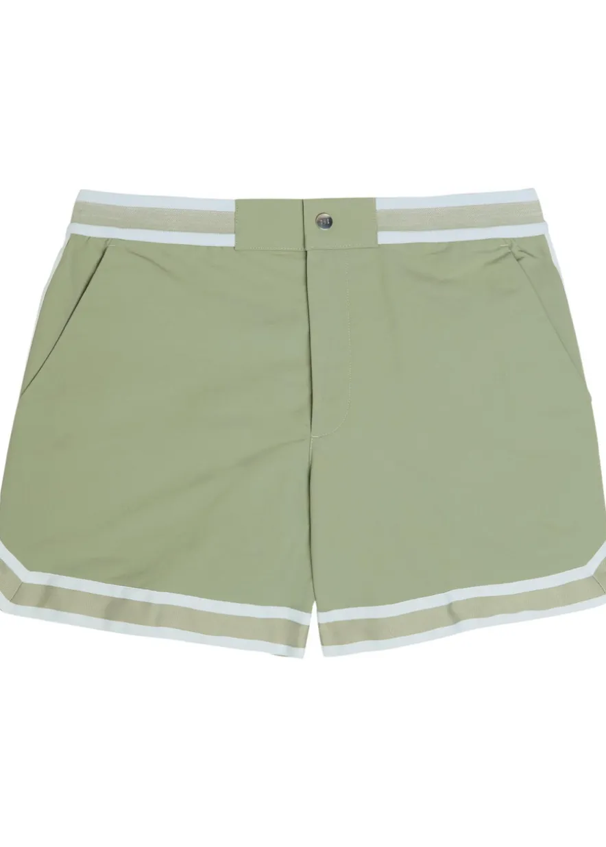 Baller striped poplin swim shorts