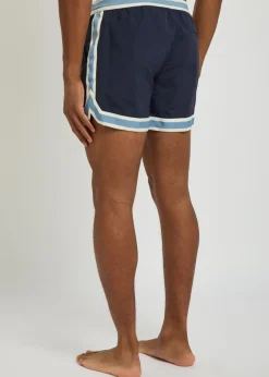 Baller striped poplin swim shorts