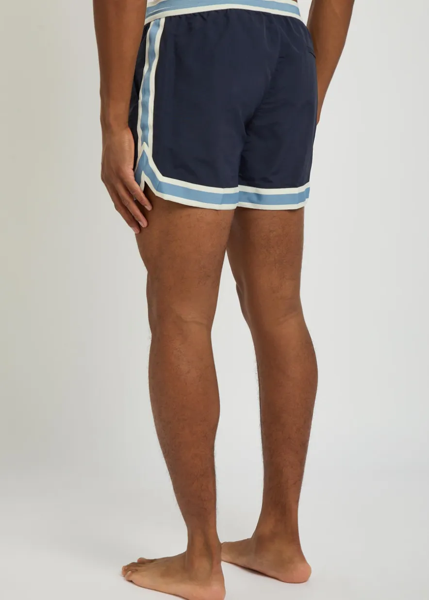 Baller striped poplin swim shorts