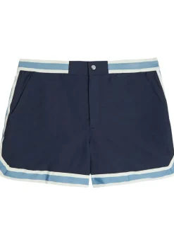 Baller striped poplin swim shorts