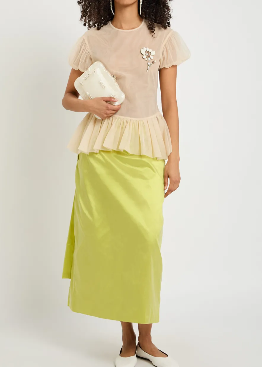 Ballet embellished sheer chiffon blouse