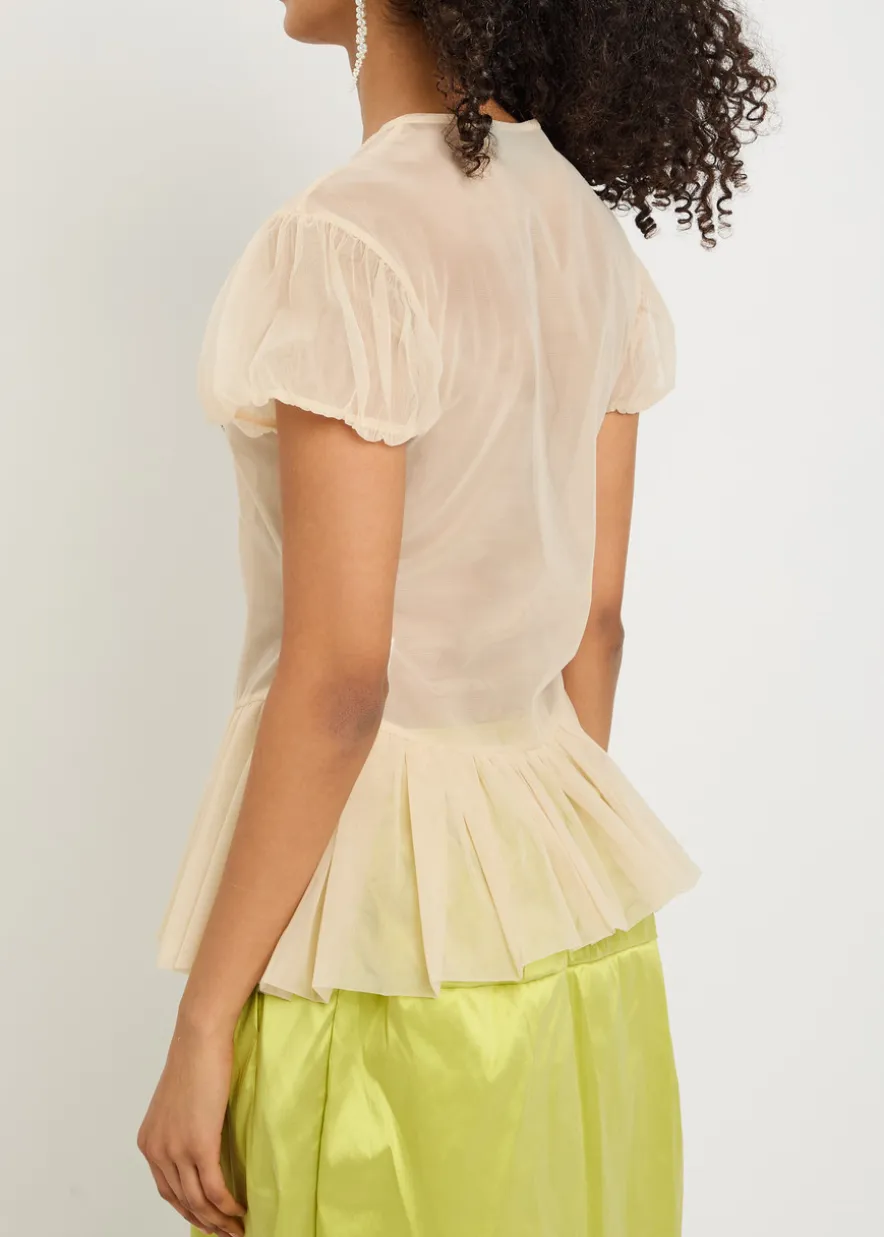 Ballet embellished sheer chiffon blouse
