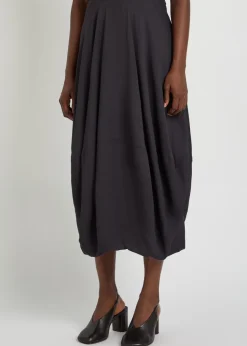 Balloon crepe midi skirt