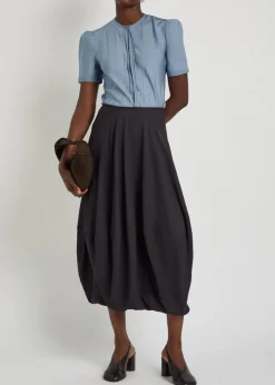 Balloon crepe midi skirt