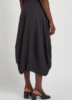 Balloon crepe midi skirt