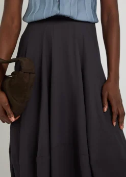 Balloon crepe midi skirt