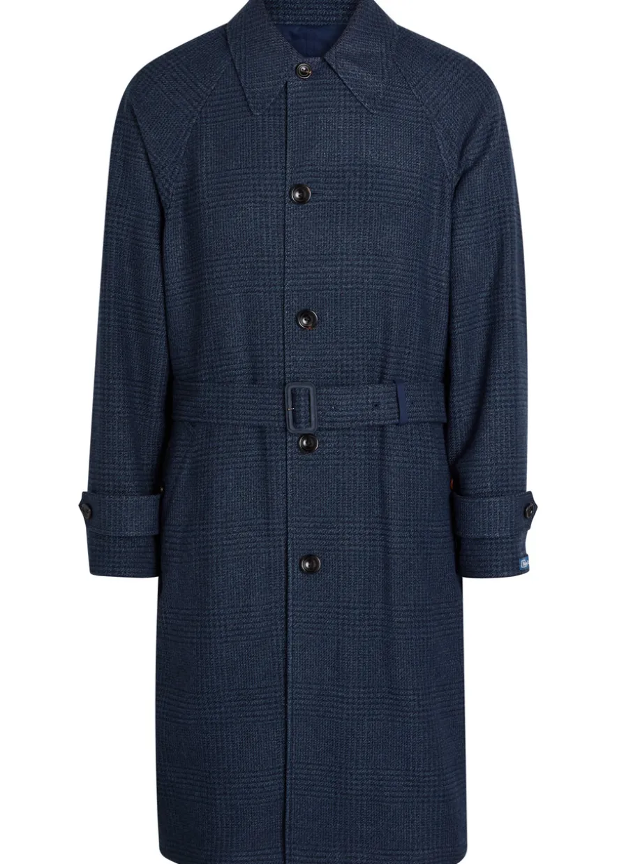 Balmacaan reversible belted wool and silk-blend coat
