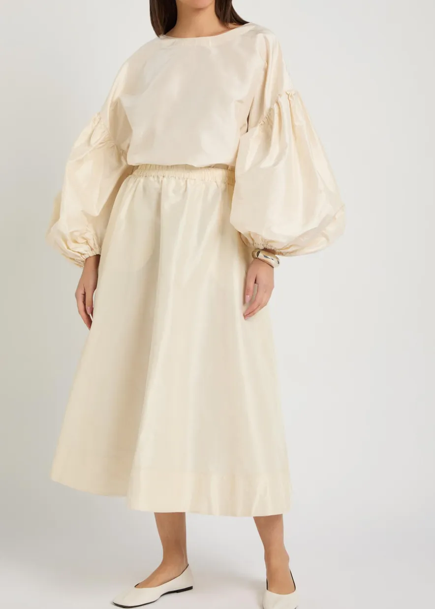 Balon balloon-sleeve silk-taffeta top