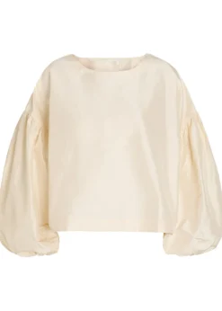 Balon balloon-sleeve silk-taffeta top