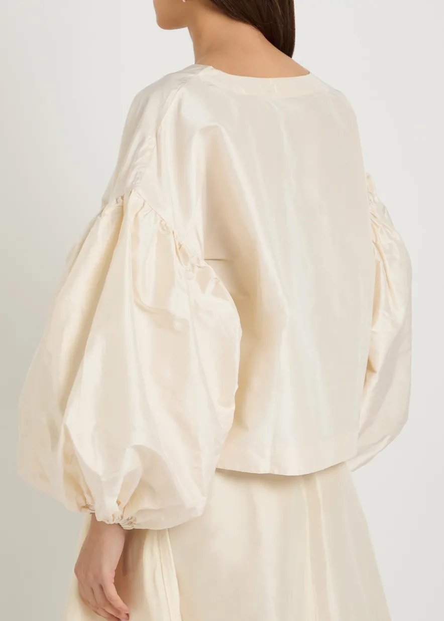 Balon balloon-sleeve silk-taffeta top