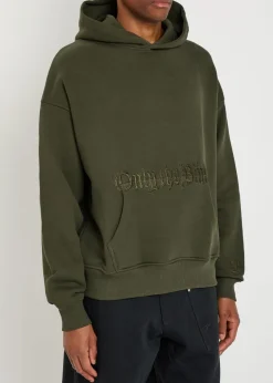 Baroque Calligraphy embroidered hooded cotton sweatshirt