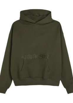 Baroque Calligraphy embroidered hooded cotton sweatshirt
