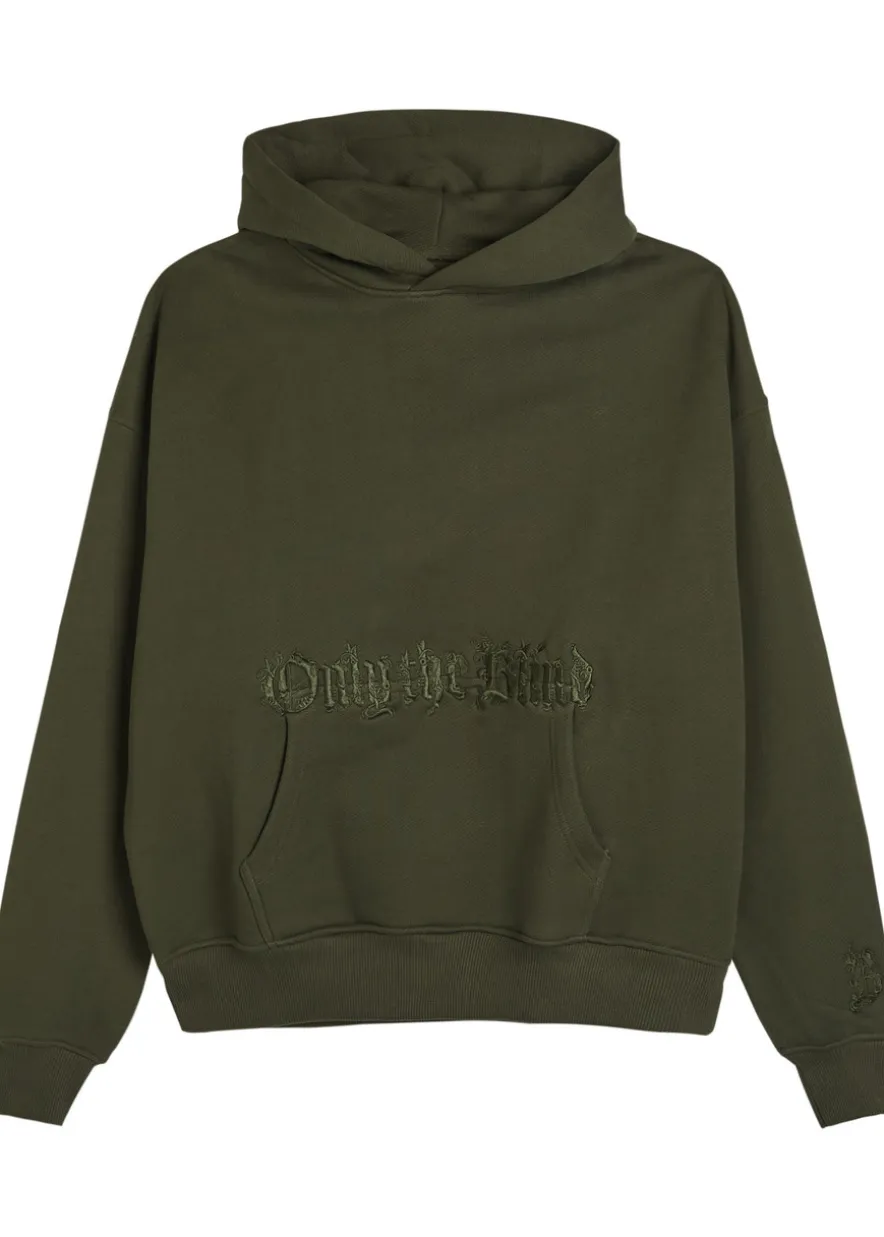 Baroque Calligraphy embroidered hooded cotton sweatshirt